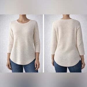 New York & Company Cream Textured Knit Tunic Sweater Size S